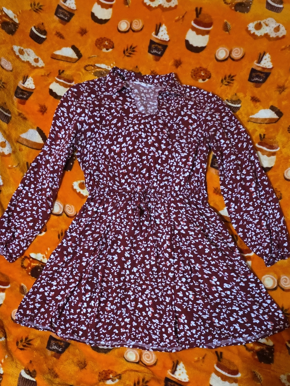 Jack by BB Dakota Burgundy and White Floral Long-Sleeve Dress